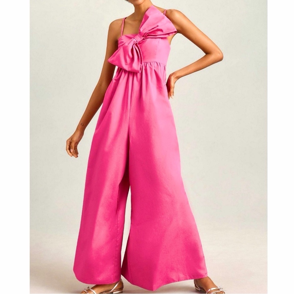 Hutch Poplin Bow Jumpsuit by Anthropologie size medium